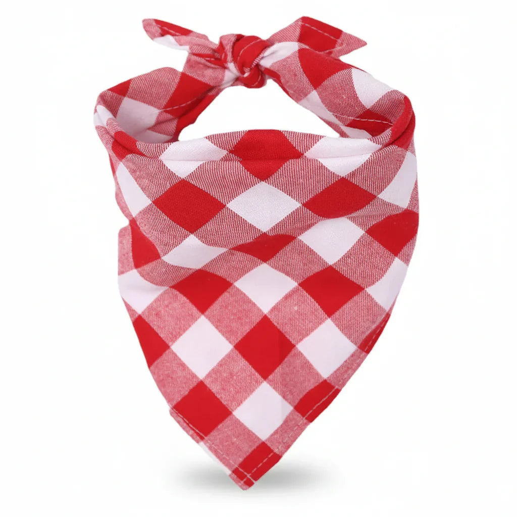Bandana En Coton rouge à carreaux blancs