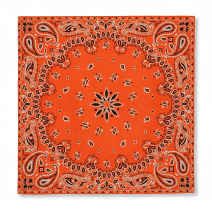 Bandana en coton orange motif cachemire - BoucleAura