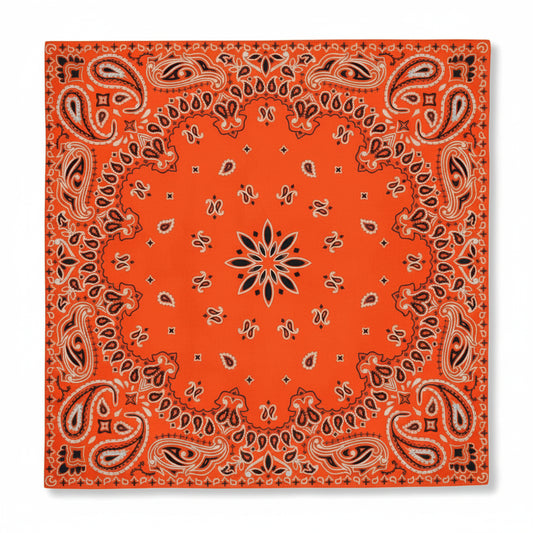 Bandana en coton orange motif cachemire - BoucleAura