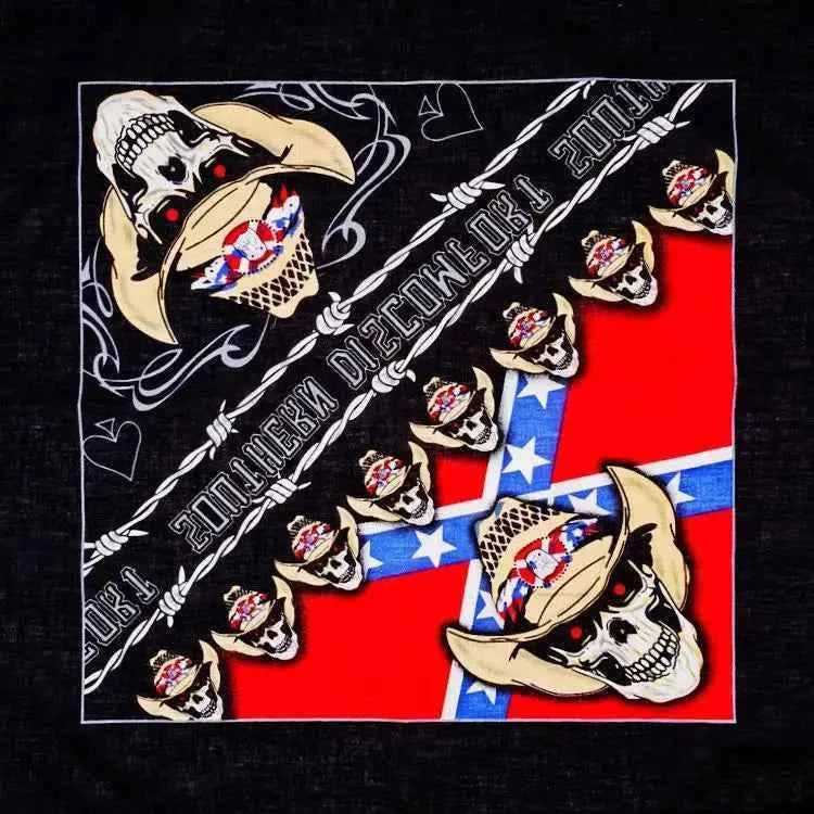 Bandana en coton rouge pirate avec crânes - BoucleAura