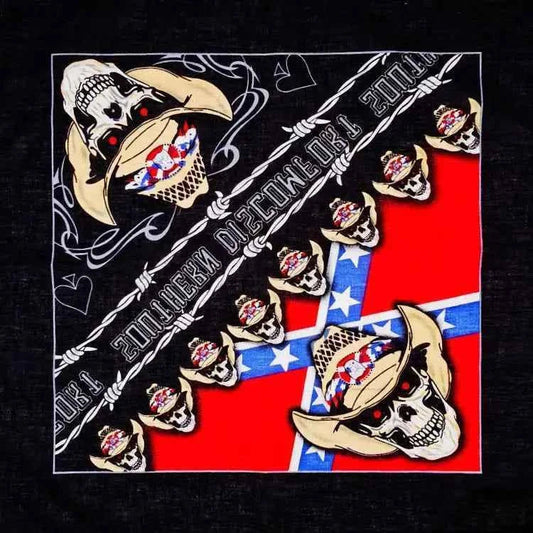 Bandana en coton rouge pirate avec crânes - BoucleAura