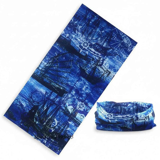 Tour De Cou Bandana bleu pirate avec voiliers - BoucleAura