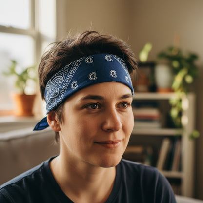 Bandana en coton bleu pirate