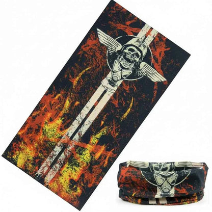 Tours De Cou Bandana noir pirate avec flammes - BoucleAura