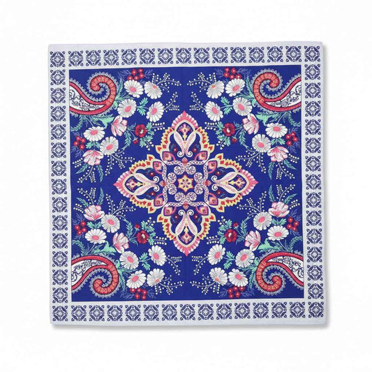 Bandana en coton bleu femme paisley floral - BoucleAura