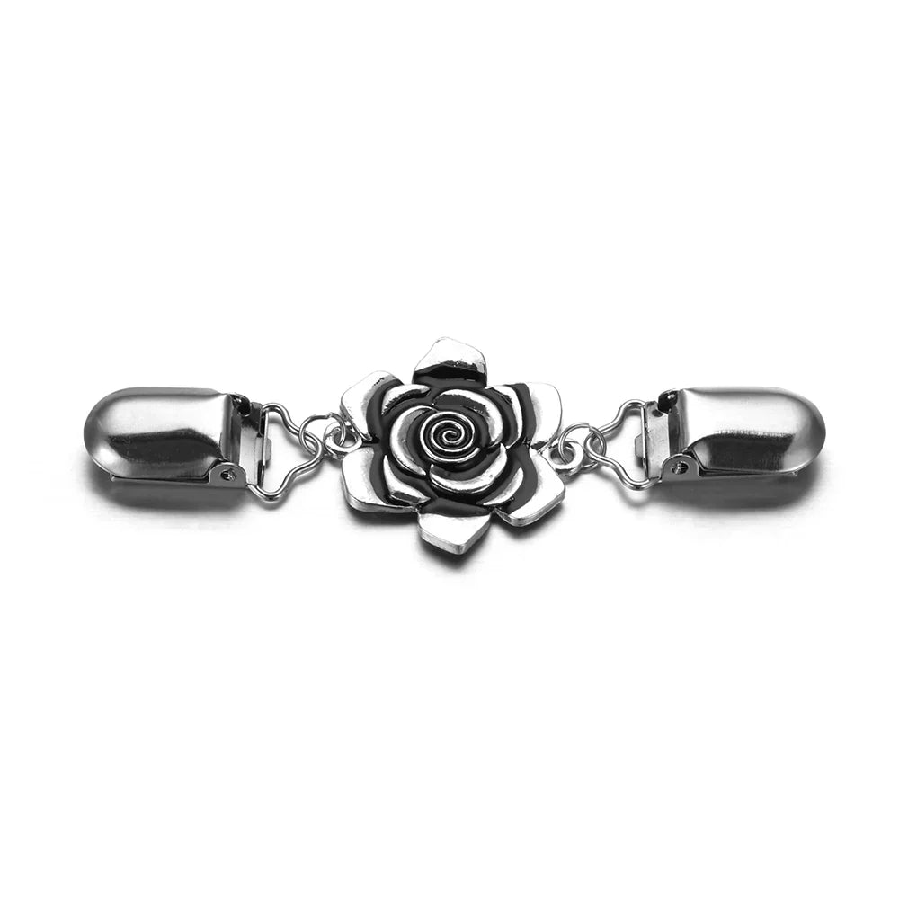Clips Pour Bandana argent avec rose sculptée
