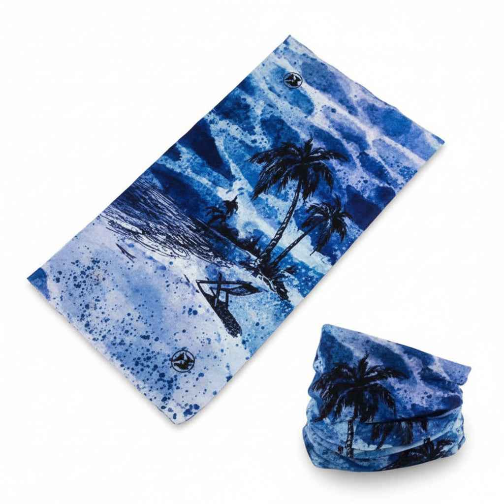 Tours De Cou Bandana femme bleu multicolore palmier - BoucleAura