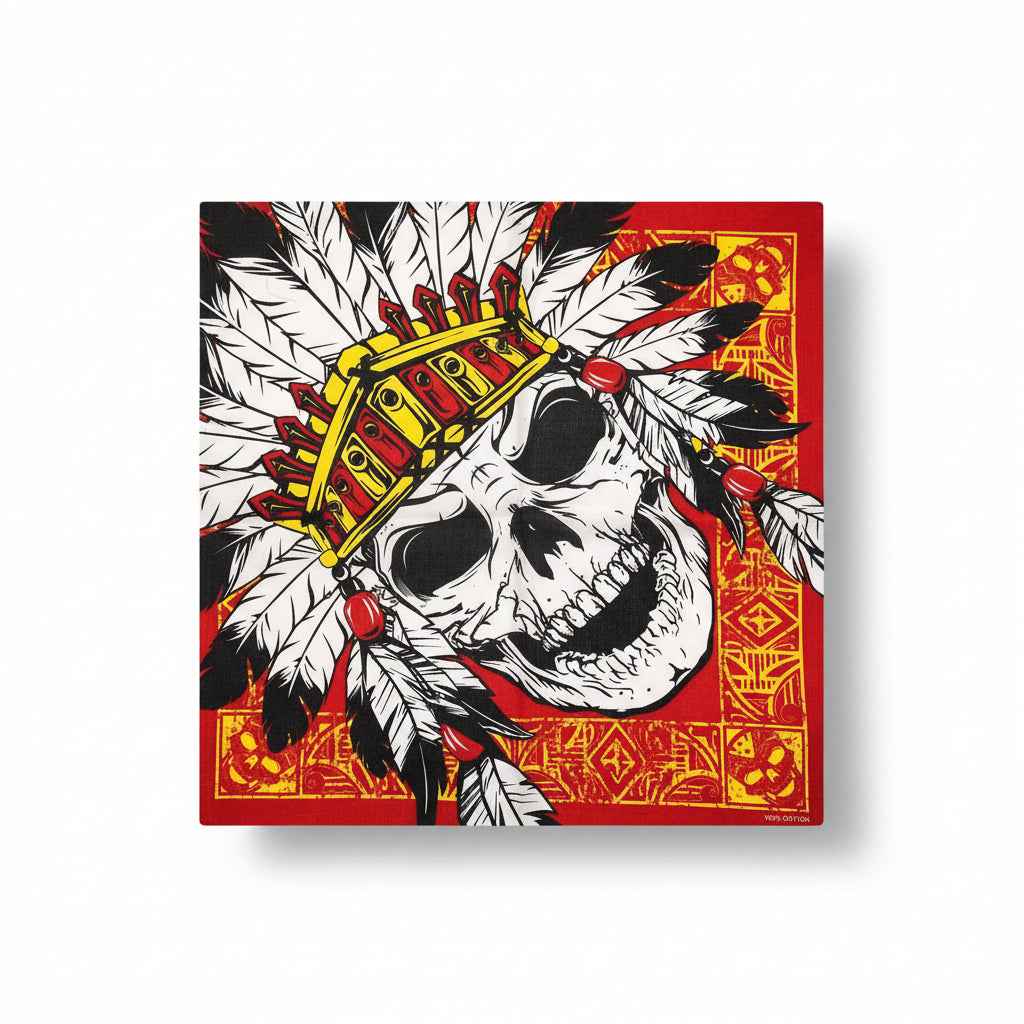 Bandana en coton rouge pirate avec crâne - BoucleAura