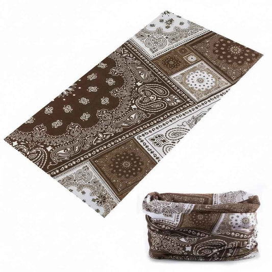 Tour De Cou Bandana marron femme avec motif cachemire - BoucleAura
