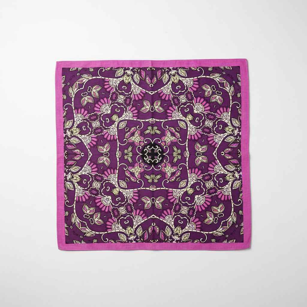 Bandana en coton violet femme à motif floral - BoucleAura