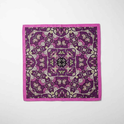 Bandana en coton violet femme à motif floral - BoucleAura
