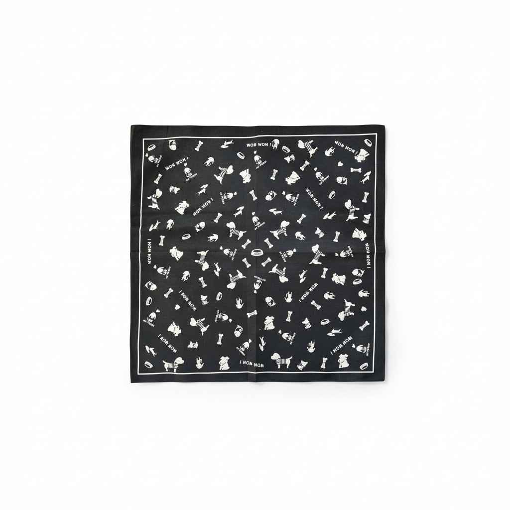 Bandana en coton noir homme avec motifs chiens - BoucleAura