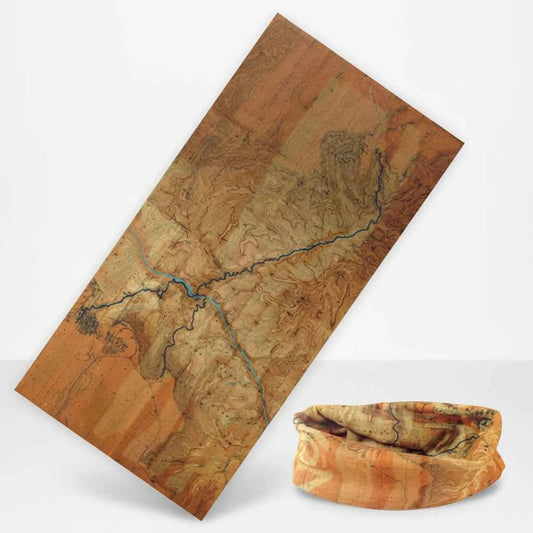 Tour De Cou Bandana homme marron carte topographique - BoucleAura