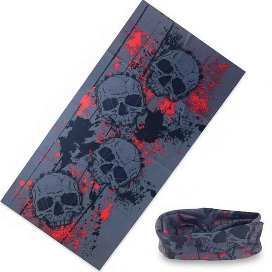Tours De Cou Bandana noir pirate avec crânes gris - BoucleAura