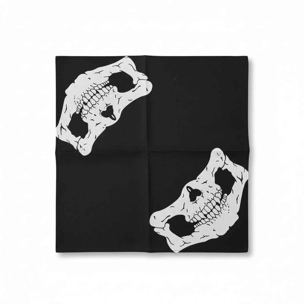Bandana en coton noir pirate à double crâne - BoucleAura