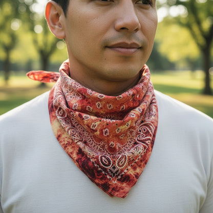 Bandana en coton rouge motif cachemire