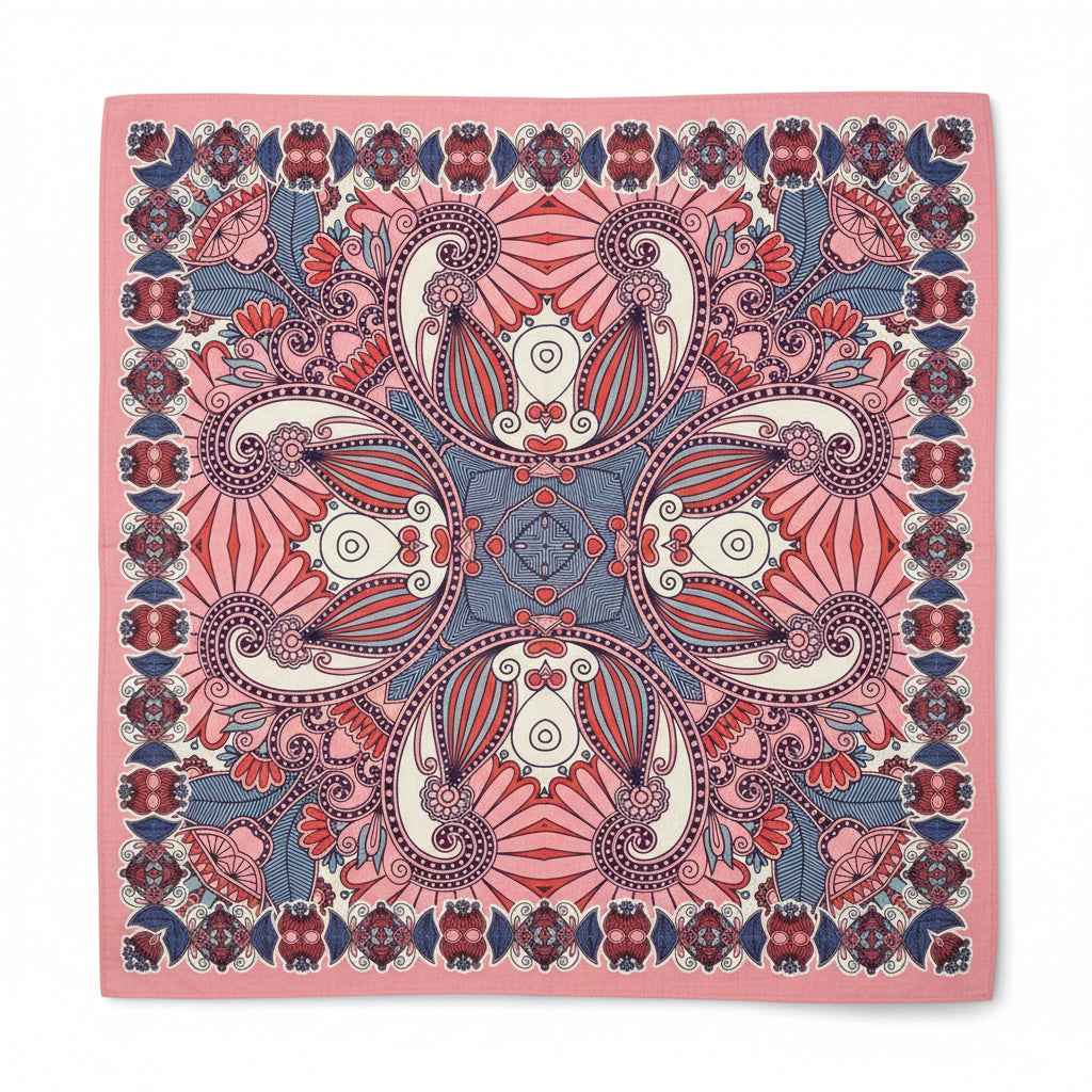 Bandana en coton rose à motifs floraux - BoucleAura
