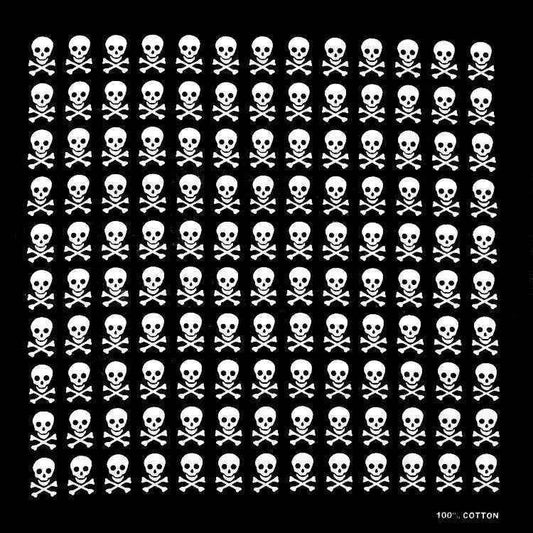 Bandana en coton noir pirate à crânes - BoucleAura