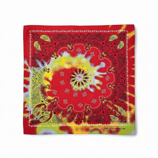Bandana en coton rouge tie and dye psychédélique - BoucleAura