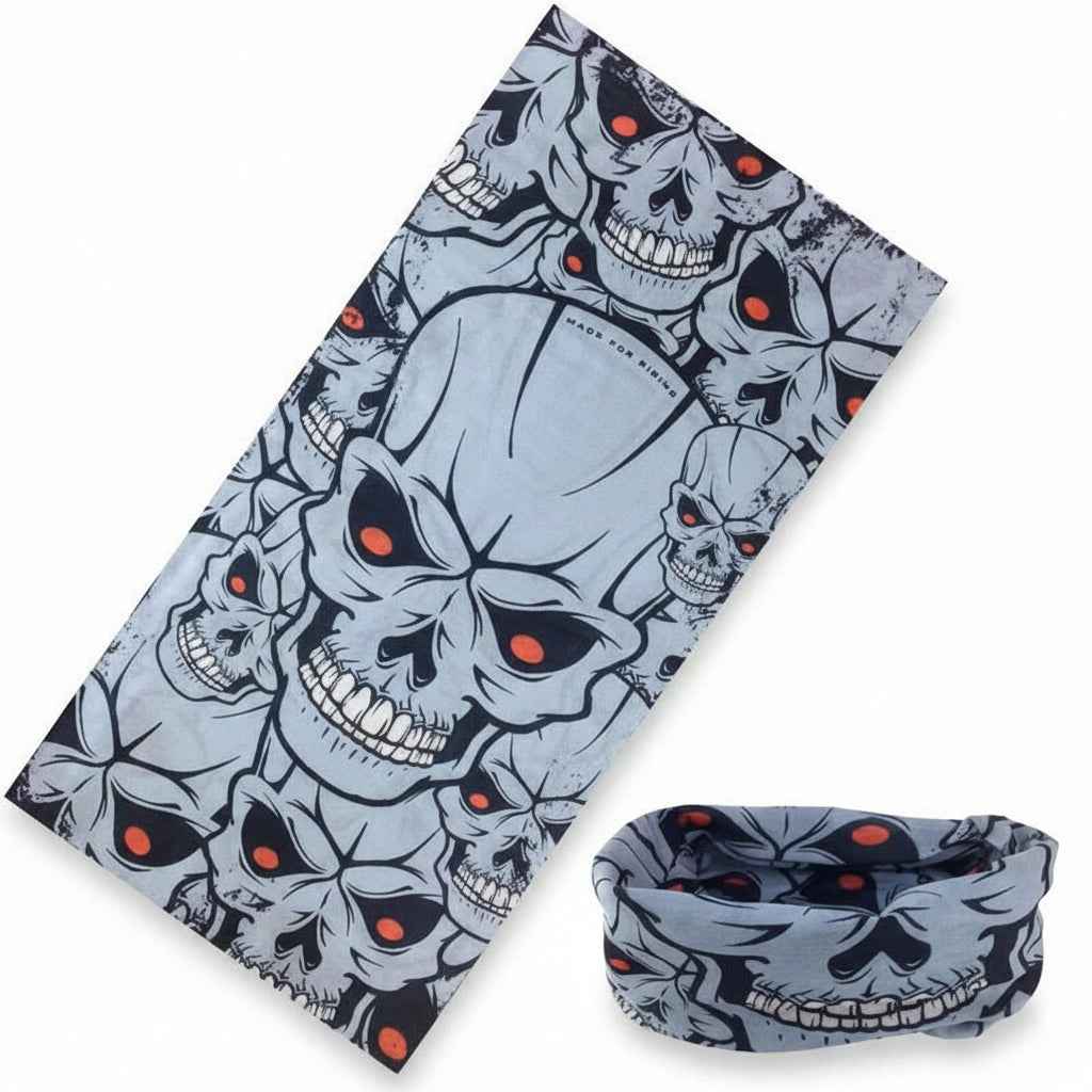 Tour De Cou Bandana pirate gris à crânes - BoucleAura