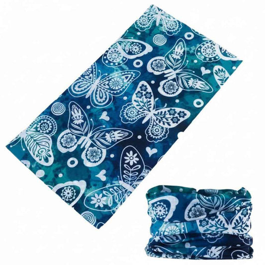 Tours De Cou Bandana bleu femme à motifs papillon - BoucleAura