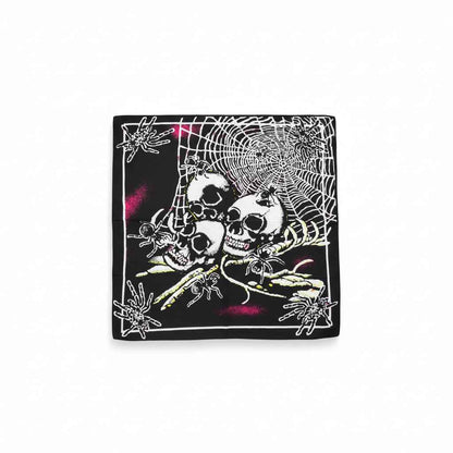 Bandana En Coton noir pirate avec crânes et toiles - BoucleAura