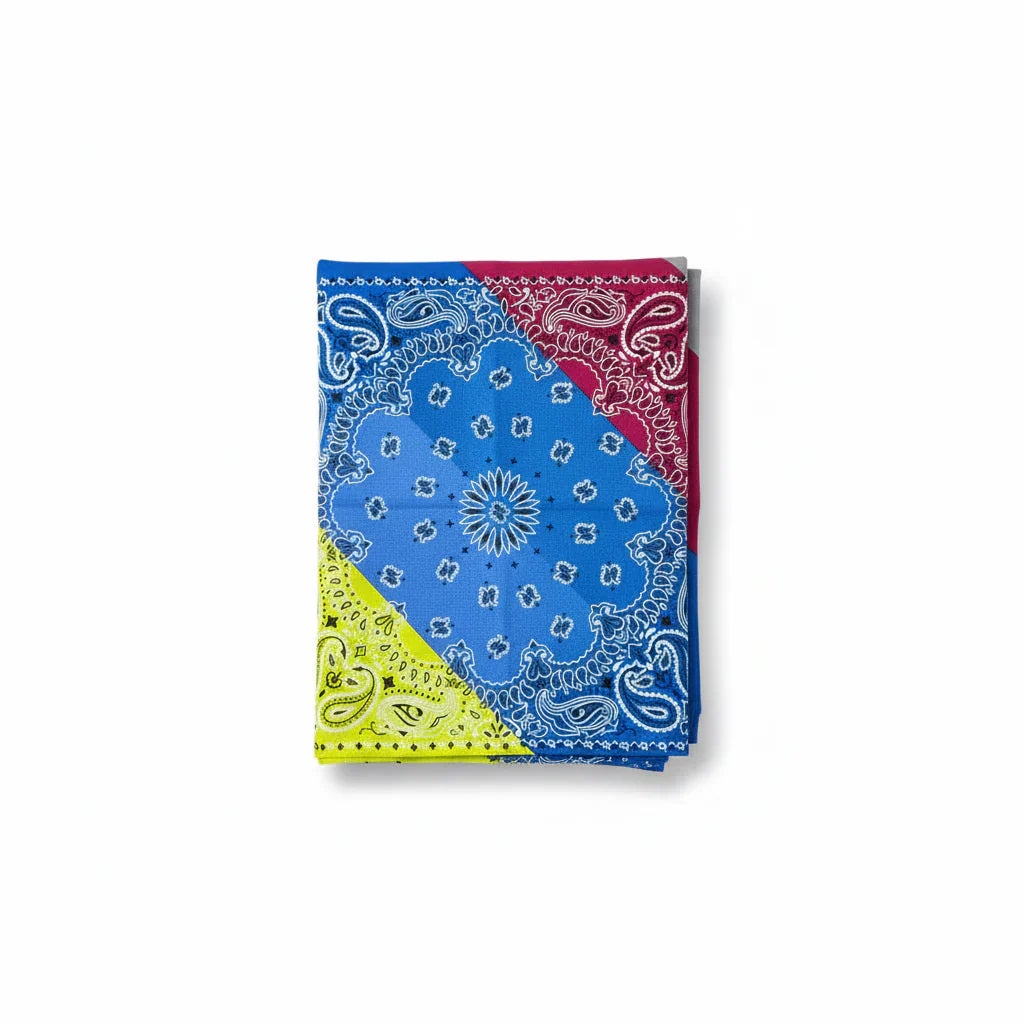 Bandana en coton multicolore motif cachemire en diagonales