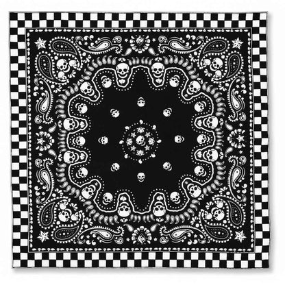 Bandana en coton noir pirate à motifs crânes - BoucleAura