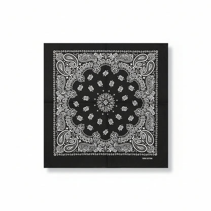 Bandana en coton noir homme motif cachemire - BoucleAura