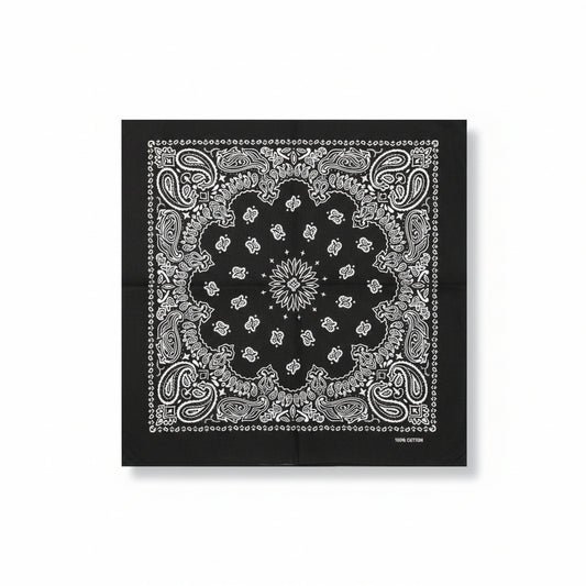 Bandana en coton noir homme motif cachemire - BoucleAura