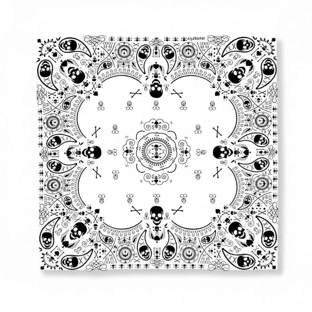 Bandana En Coton noir pirate à têtes de mort - BoucleAura