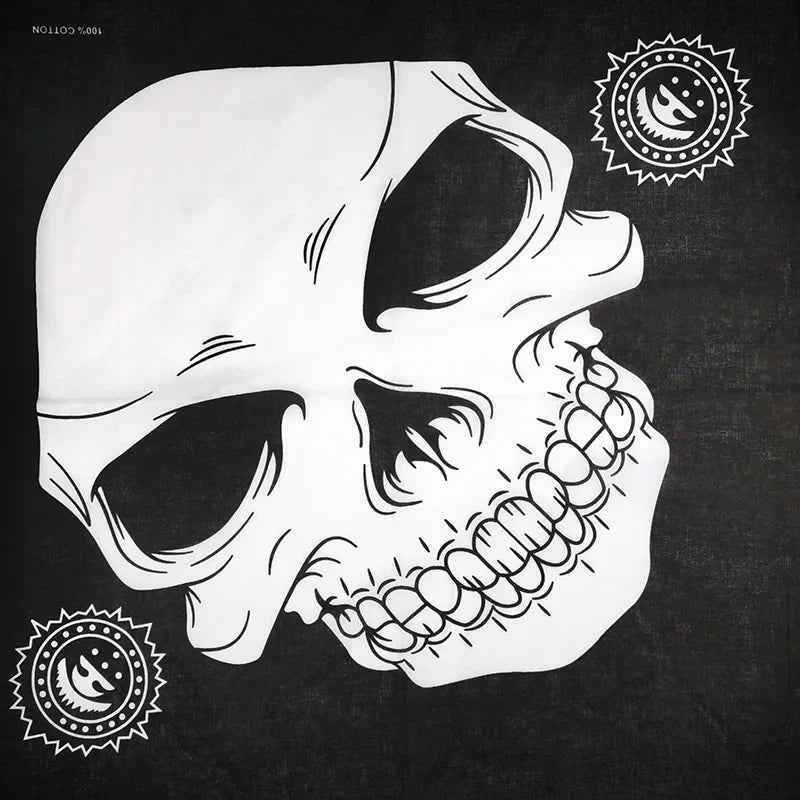 Bandana En Coton noir pirate avec grand crâne - BoucleAura