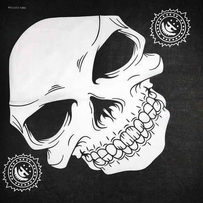 Bandana En Coton noir pirate avec grand crâne - BoucleAura