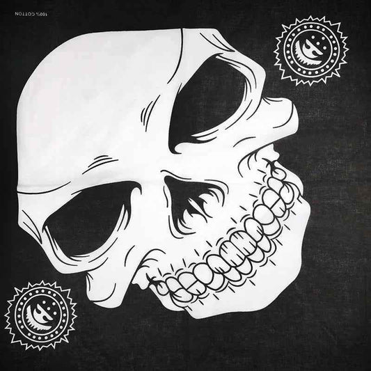 Bandana En Coton noir pirate avec grand crâne - BoucleAura