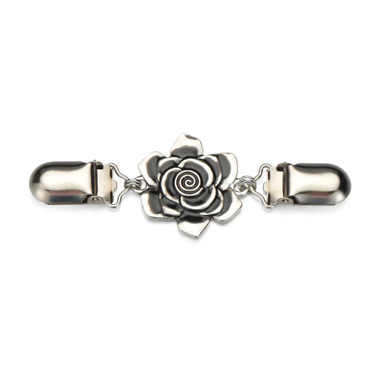 Clips Pour Bandana argent fleur rose