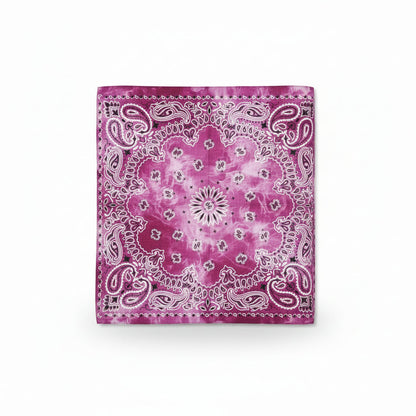 Bandana en coton rose pirate avec motif paisley tie and dye