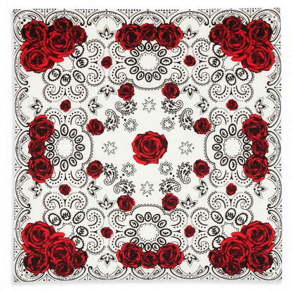 Bandana en coton noir pirate avec roses - BoucleAura