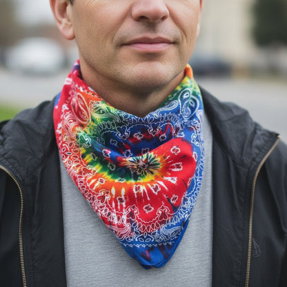 Bandana en coton homme multicolore motif tie dye
