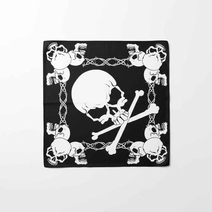 Bandana En Coton noir pirate avec crânes - BoucleAura