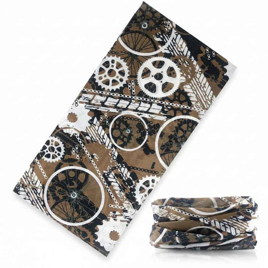 Tour De Cou Bandana marron pirate à motifs rouages - BoucleAura