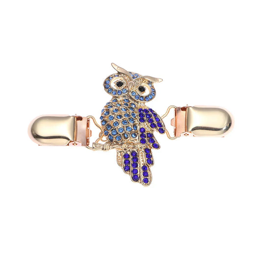 Clips Pour Bandana hibou doré aux strass bleus