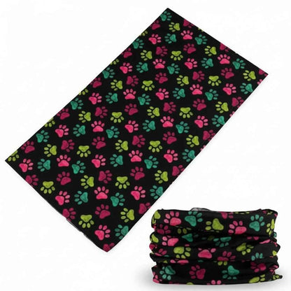 Tour De Cou Bandana noir femme à motifs pattes multicolores - BoucleAura