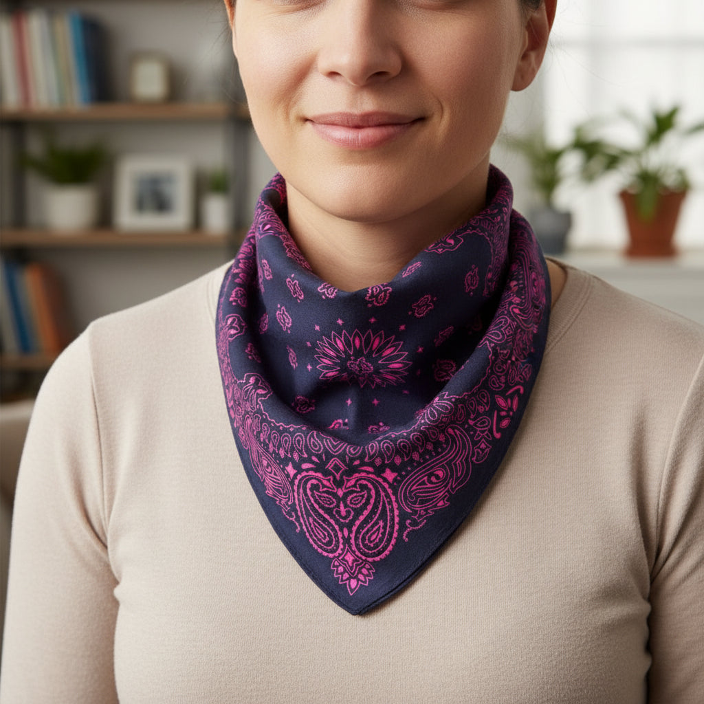 Bandana en coton noir homme motif cachemire