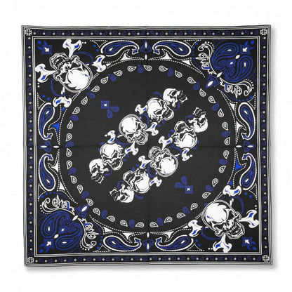 Bandana en coton noir pirate à motifs crânes - BoucleAura