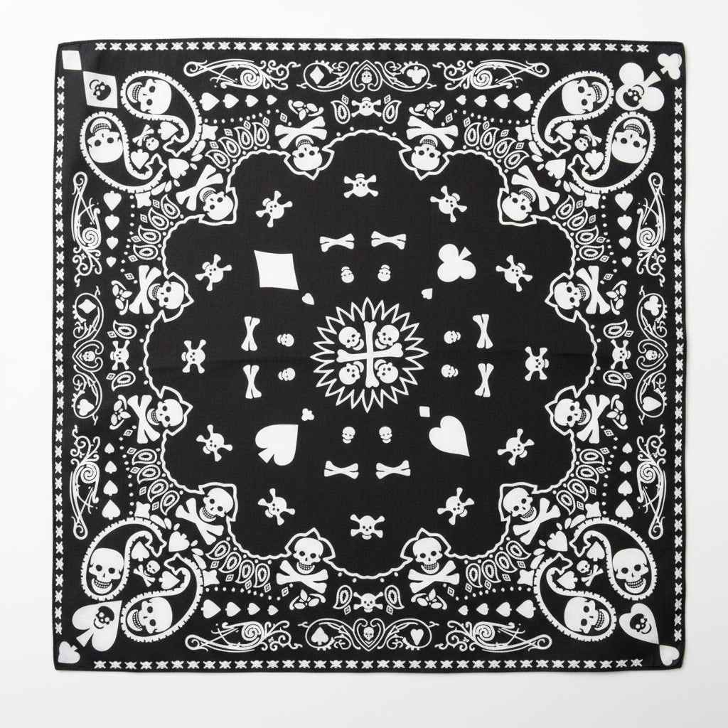 Bandana En Coton noir pirate à motifs crâne - BoucleAura