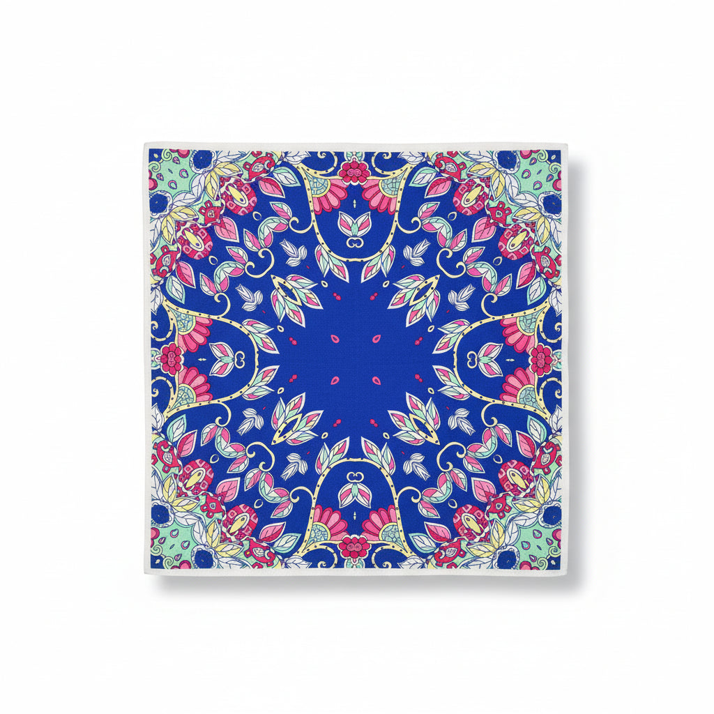 Bandana en coton bleu femme à motifs floraux - BoucleAura