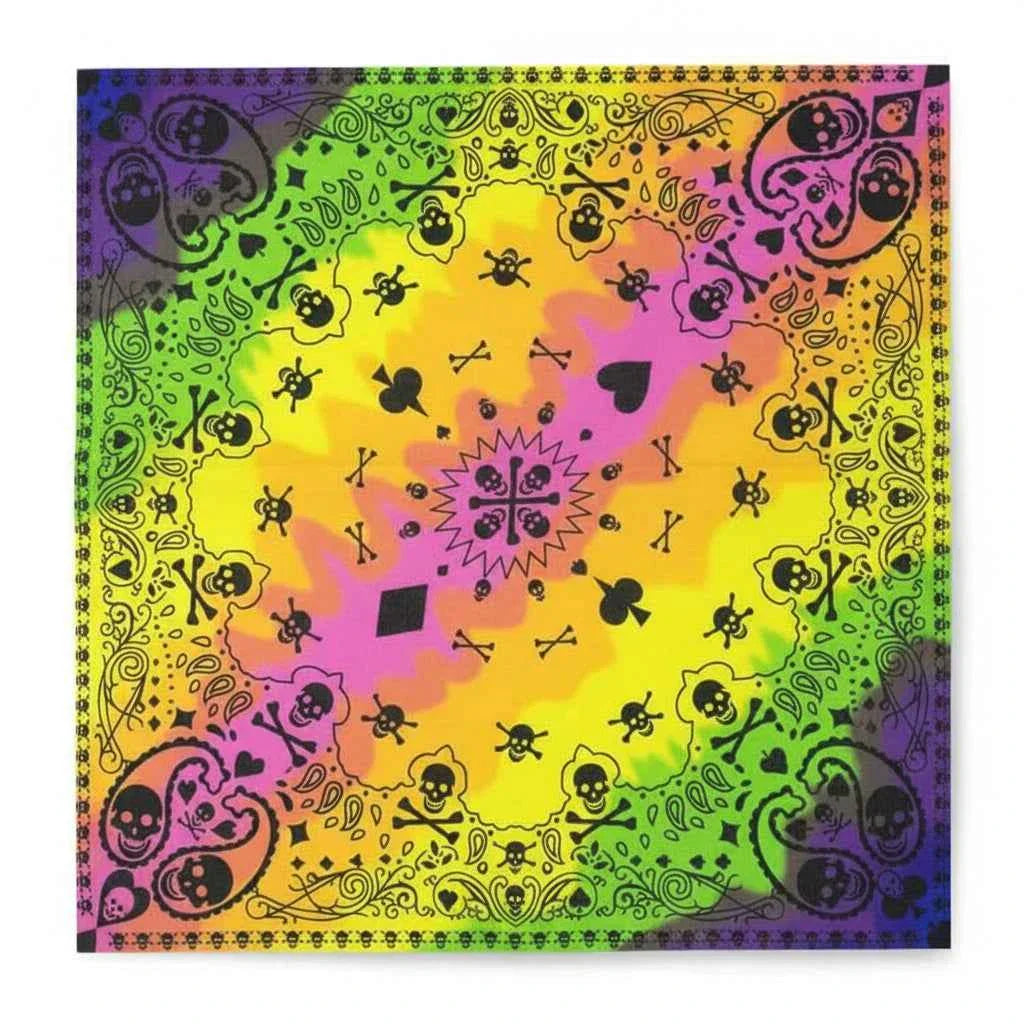 Bandana en coton pirate noir tie dye multicolore - BoucleAura
