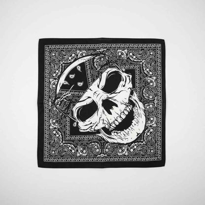 Bandana En Coton noir pirate à crâne paisley - BoucleAura
