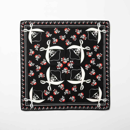 Bandana en coton noir pirate à crânes - BoucleAura
