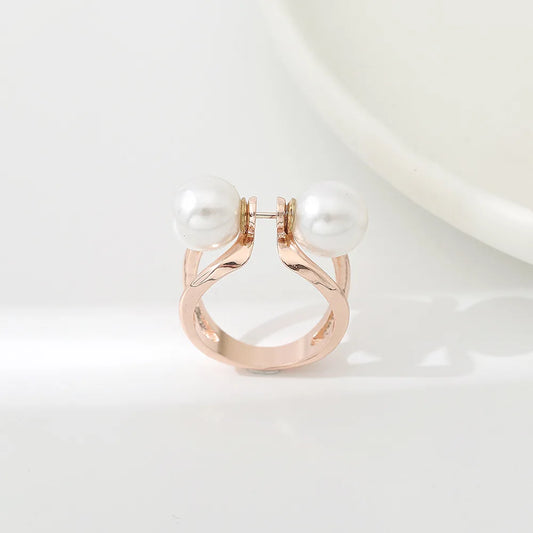 Anneau De Foulard perles blanches doré rose